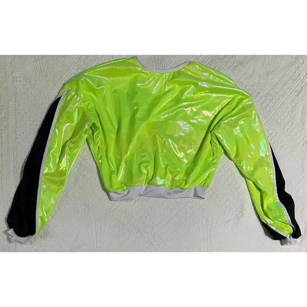 Revolution Girls Neon Green/Black Sequin Jacket Unitard Set Polyester LC RC25789